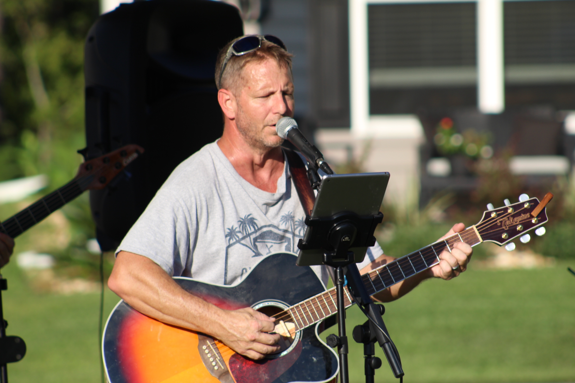 Lead guitarist performing live